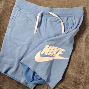 Nike Mens Large Sportswear Blue Club Fleece Alumni Shorts White Logo Drawstring